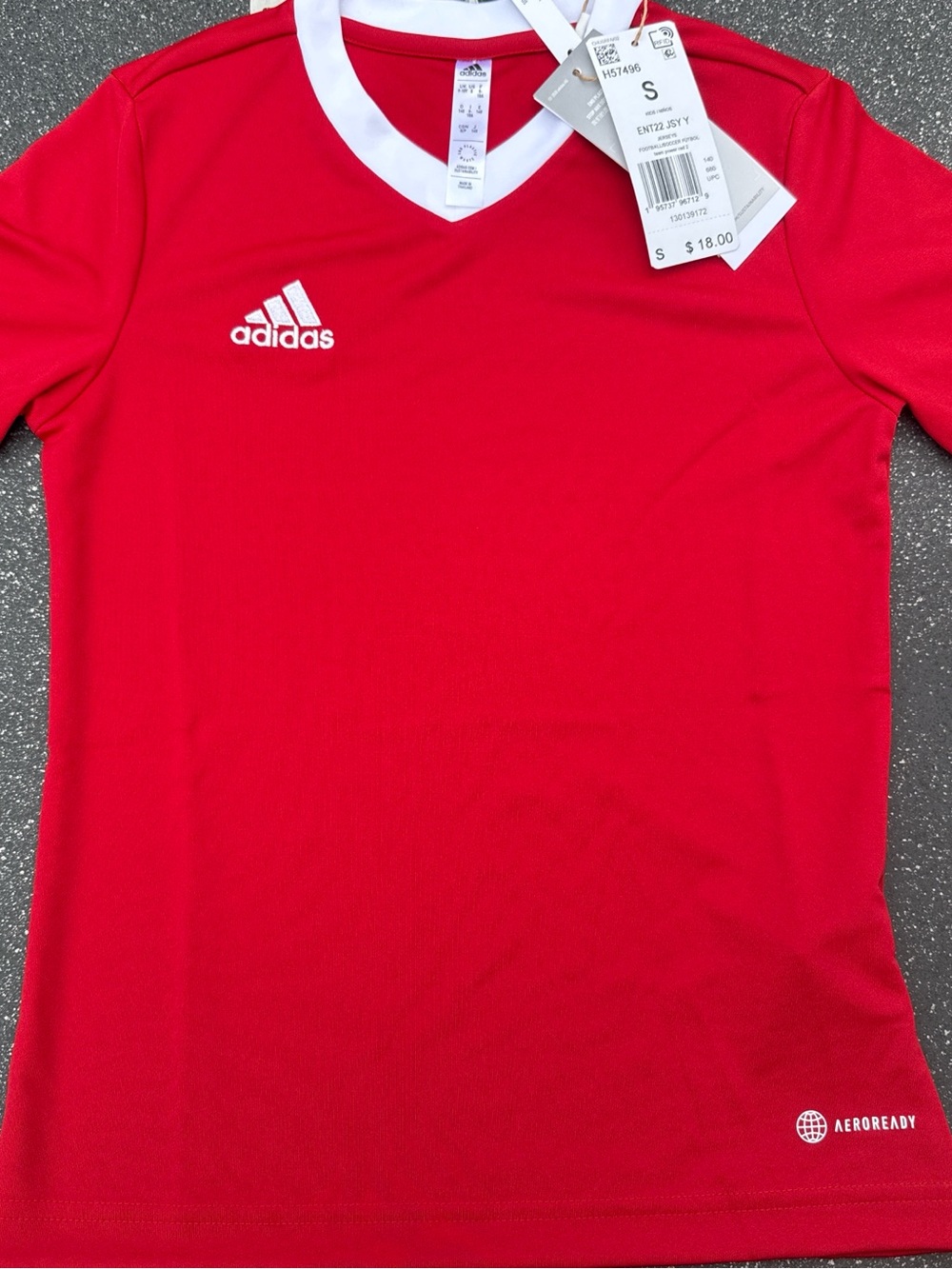 adidas Red and White Kids Soccer Jersey - AEROREADY